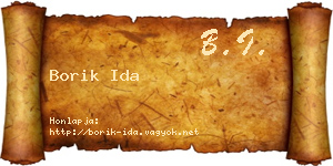 Borik Ida névjegykártya